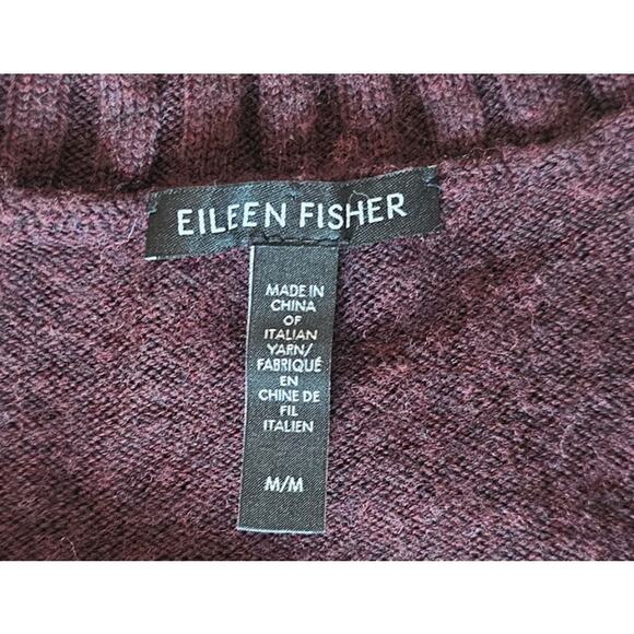 Eileen Fisher Superfine Merino Italian Wool Turtleneck Sweater Womens Plum Sz M - Picture 3 of 9